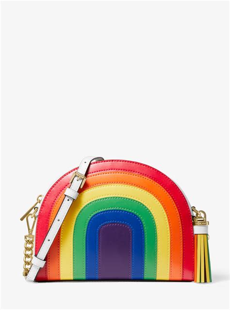 michael kors crossbody rainbow stitched bag|Michael Kors black rainbow bag.